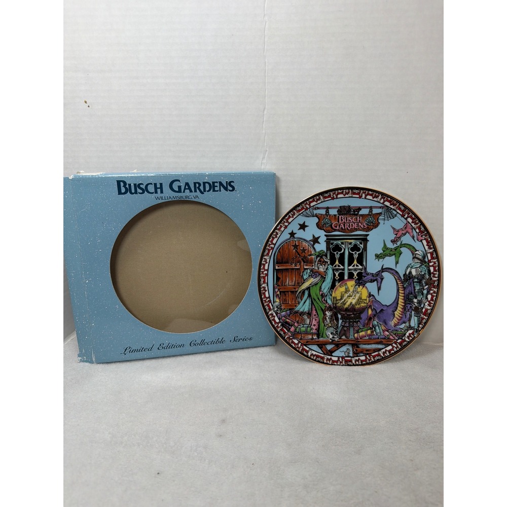 NIB VTG Busch‎ Gardens Collectible Plate Wizard Dragon Limited Edition 597/4000